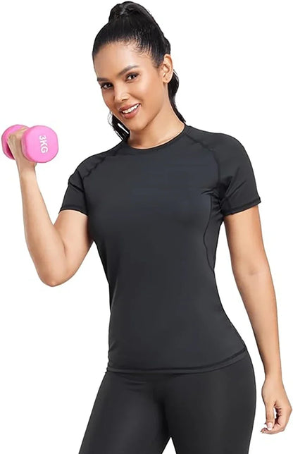 T-shirt de Compression Femme à Manches Courtes - Yoga et Fitness