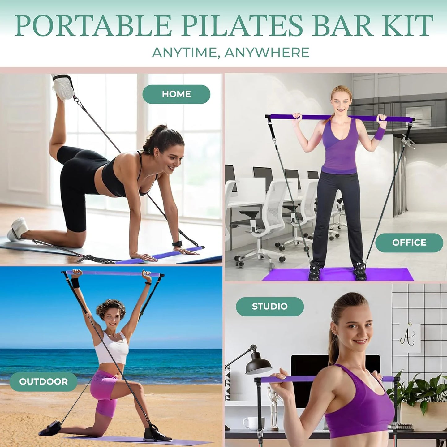 Barre de Pilates avec Bandes de Résistance : Votre Solution Tout-en-Un pour un Entraînement Complet du Corps !